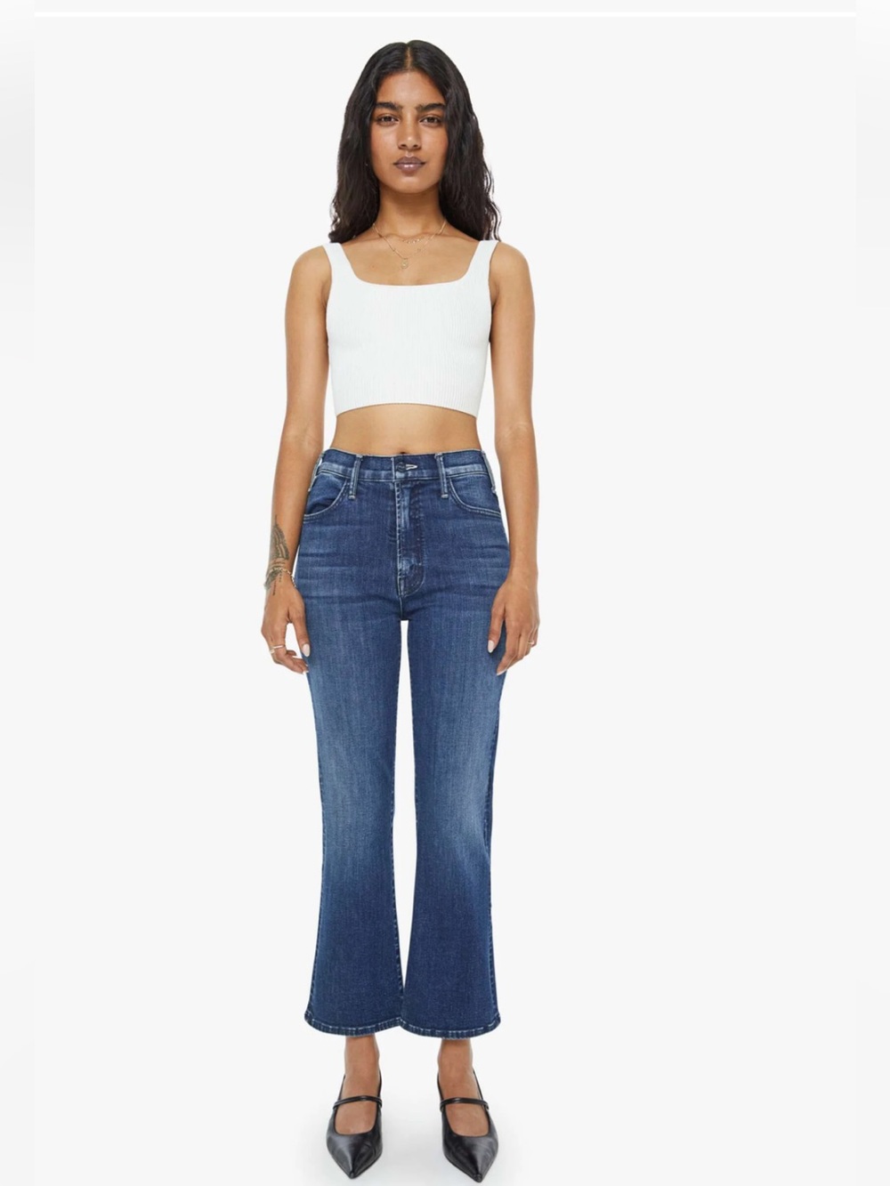 MOTHER Lil’ Hustler Ankle Heirloom Wash Cropped Flare Jeans Size 27 New With Tag